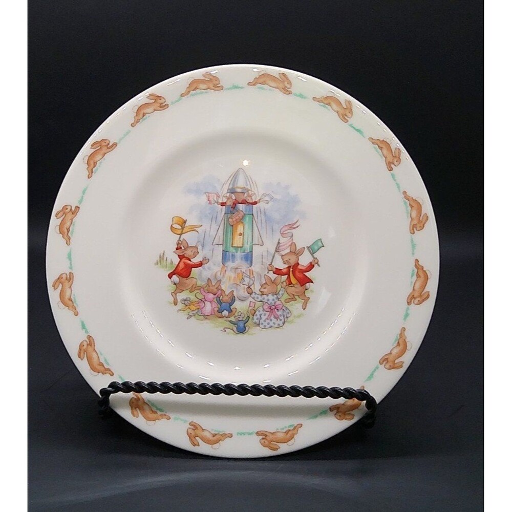 Royal Doulton Bunnykins 8" Child Plate Fine Bone China England ~ Blast Off